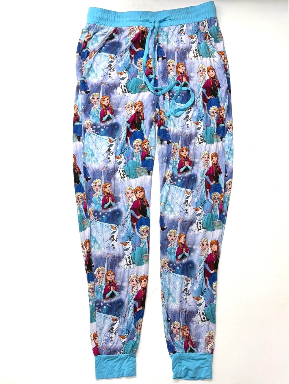 Disney Frozen Women’s Elsa Anna Bamboo Blue Joggers Pajama Pants